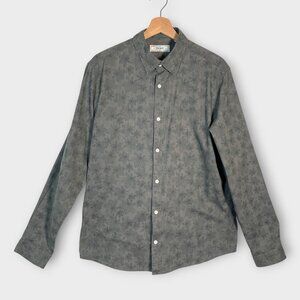 Long Sleeve Button Up Shirt Mens LARGE Gray 100% Cotton Casual